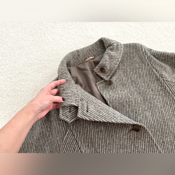 Vintage handmade grey herringbone wool winter coat - size 44/50 - Picture 8 of 15